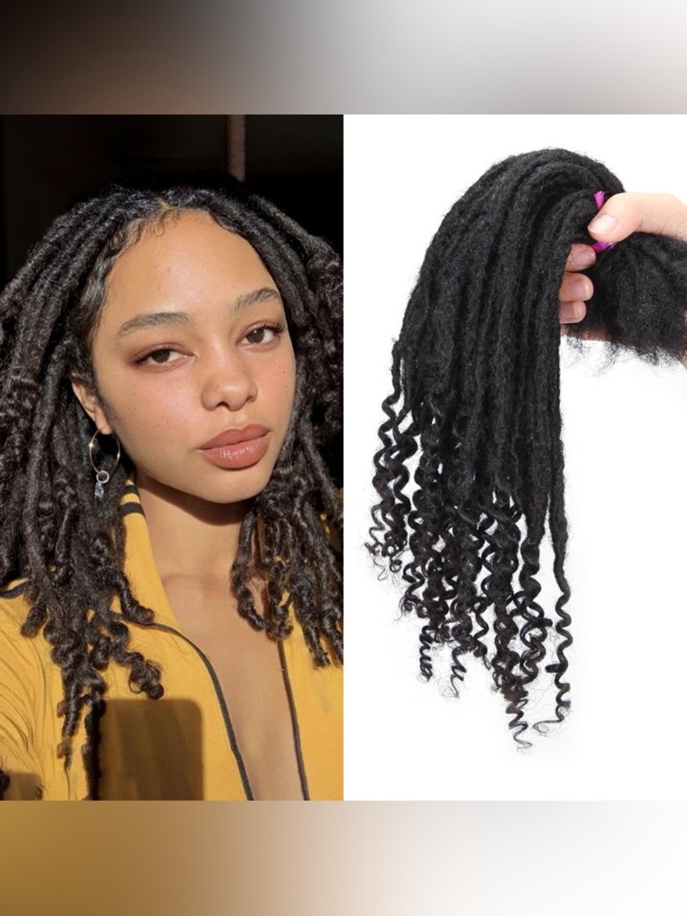 HUMAN HAIR Interlocking Loc Extensions Curly
End - 1b